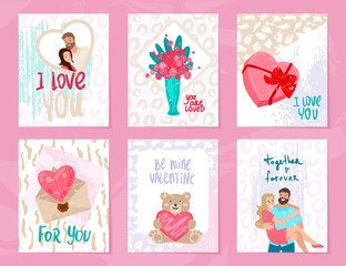 Collection of Valentine's day card. Vector illustration
