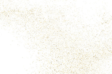Gold Glitter Texture Isolated On White. Amber Particles Color. Celebratory Background. Golden Explosion Of Confetti. Design Element. Digitally Generated Image. Vector Illustration, Eps 10.