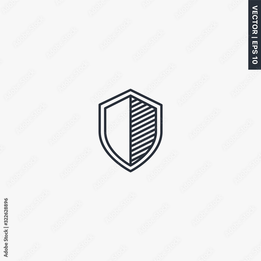 Poster shield, linear style sign for mobile concept and web design
