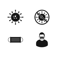 Antivirus, Antibacterial, Antipollution Icon Set. Flat style vector EPS.