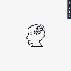 Woman and flowers, linear style sign for mobile concept and web design
