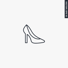 Woman shoe, linear style sign for mobile concept and web design