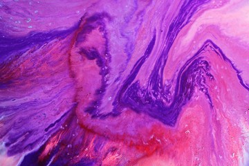 Purple-pink abstract background. Natural stone texture. Acrylic paint flows freely and creates an...