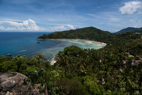 View of the Chalok Baan Khao Bay from the John Suwan viewpoint, Koh Tao, Thailand.