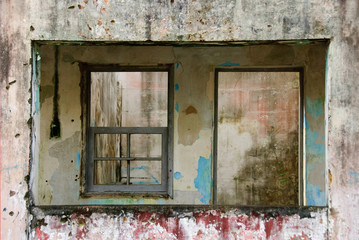 Old window on cananeia street, cananeia city