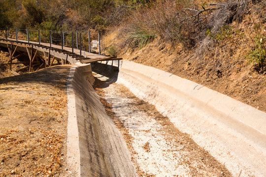 An empty hydro canal that usually takes water to a hydro plant as part of the Tule River hydro system. Most of California is now in exceptional drought, the highest classification of drought.