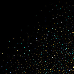 Gold, Blue stars, sprocket, shiny confetti. 