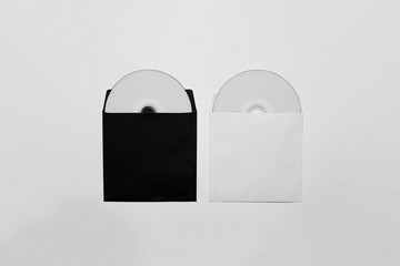 DVD or CD Disc Paper Case with white isolated blank for branding design. CD jewel mock-up on soft...