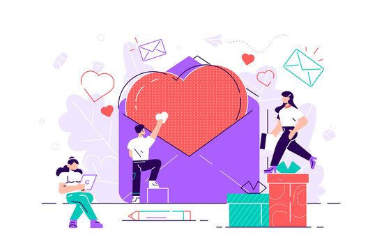 people, heart, envelope, gifts, love, flat design clip art preview