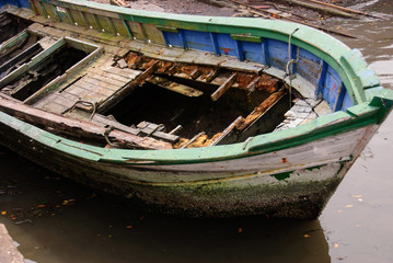 Abandoned Old Wooden Fishing Boats in Dry Dock, Cananeia city