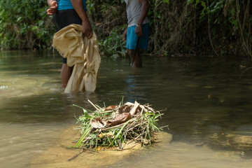 pescando en el rio