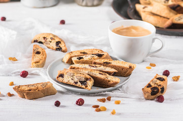 Traditional italian Christmas New Year dry cookies biscuits, biscotti, cantuccini