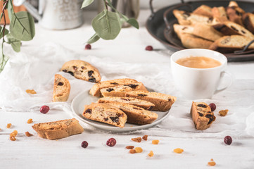 Traditional italian Christmas New Year dry cookies biscuits, biscotti, cantuccini