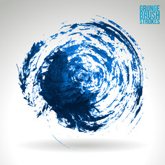 Blue brush stroke and texture. Grunge vector abstract hand - painted element. Underline and border design.