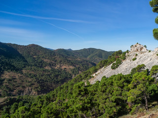 Fototapeta na wymiar Valley in Gaitanejo Park next to the royal El Chorro trail. Spain