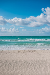 Fototapeta na wymiar The famous beach of Varadero in Cuba with a calm turquoise ocean
