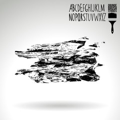 Black brush stroke and texture. Grunge vector abstract hand - painted element. Underline and border design.