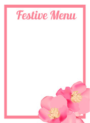 Spring Festive Menu. Happy valentines day menu background. Design template for holidays with spring flowers.