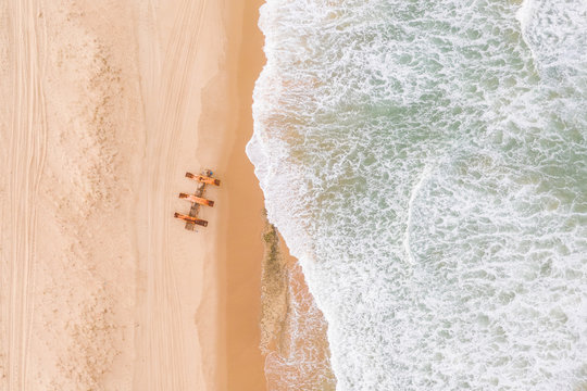 Aerial view of the beach shore, Taiba, S&bdquo;o Gon&Aacute;alo do Amarante, Cear&middot;, Brazil
