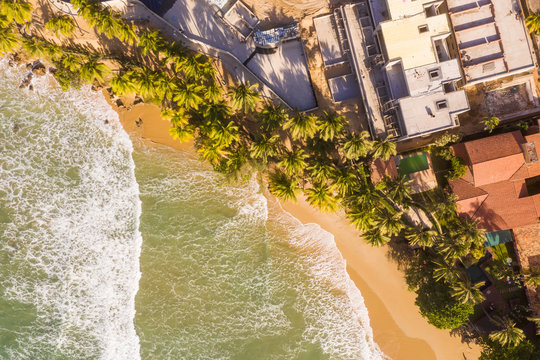 Aerial view of houses on the shore of the beach, Taiba, S&bdquo;o Gon&Aacute;alo do Amarante, Cear&middot;, Brazil