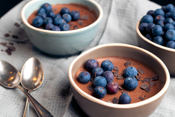 Chocolate mousse with blueberries