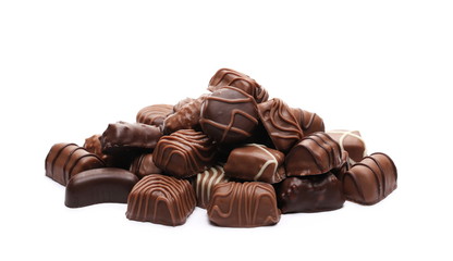 Chocolates isolated on white background