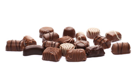 Chocolates isolated on white background