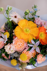 Multi-colored bouquet of flowers from different flowers