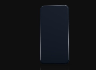 New smartphone with blank screen isolated Flat 3d