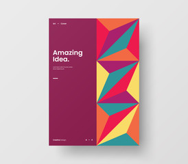 Naklejka na ściany i meble Amazing business presentation vector A4 vertical orientation front page mock up. Modern corporate report cover abstract geometric illustration design layout. Company identity brochure template.