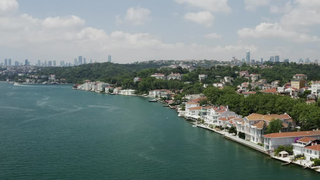 Istanbul Bosphorus and Waterside Houses Aerial View 2