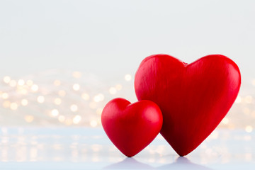 Fototapeta na wymiar Red hearts on grey background. Valentines daz greeting cards.