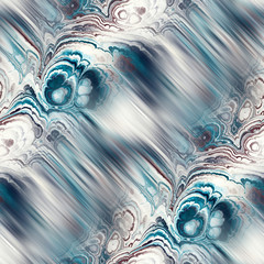 Diagonal Blurred motion fractal marble vein wavy ink dye fluid line mineral artistic swatch. Mottled ripples luminous glow blotched agate abstract design. Seamless repeat raster jpg pattern swatch.