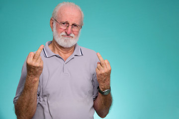 Elderly Man Face Expression Concept, grandfather with a fucking expression, indignant and without...