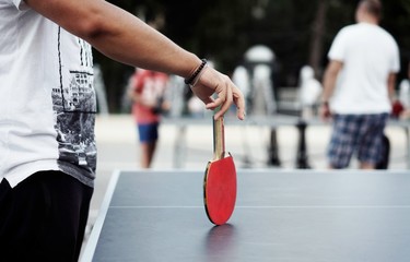 Man playing ping pong