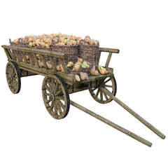 Fototapeta premium Harvest pears in a wooden cart
