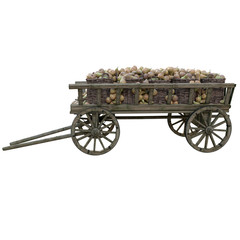 Fototapeta premium Harvest pears in a wooden cart