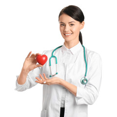 Female cardiologist on white background