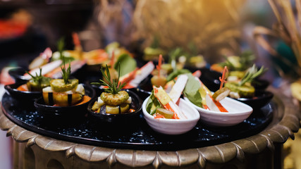 vegetarian appetizers with vegetables close up.