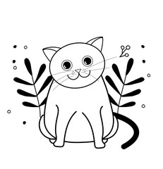 Black and White Fat Cat Illustration