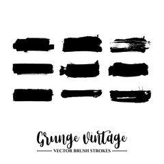 Set of black brush stroke and texture. Grunge vector abstract hand - painted element. Underline and border.