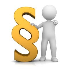 law sign law symbol 3d golden icon with lawyer stick man