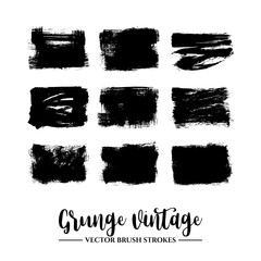 Set of black brush stroke and texture. Grunge vector abstract hand - painted element. Underline and border.