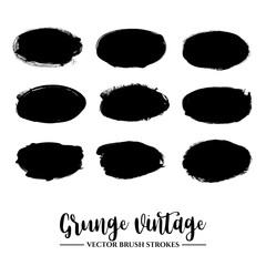 Set of black brush stroke and texture. Grunge vector abstract hand - painted element. Underline and border.