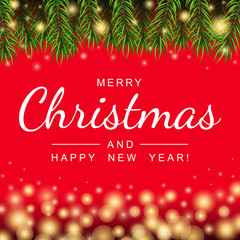 Merry Christmas and Happy New Year greeting card