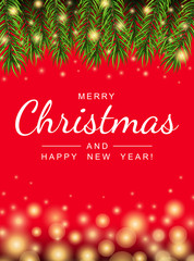 Merry Christmas and Happy New Year greeting card