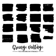 Set of black brush stroke and texture. Grunge vector abstract hand - painted element. Underline and border.