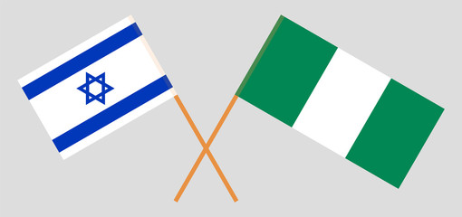 Crossed flags of Nigeria and Israel