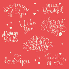 Valentines day typography elements