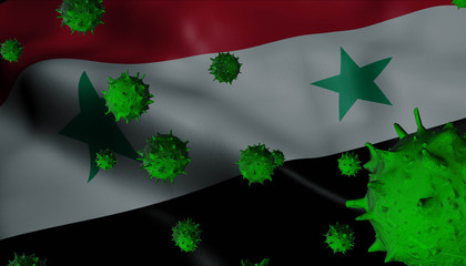 Corona Virus Outbreak with Syria Flag - Coronavirus Concept Flag - Coronavirus Concept.